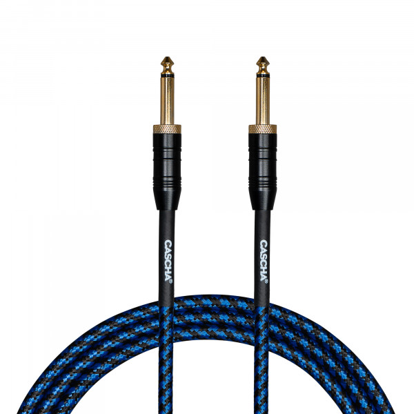 Cascha Professional Line Guitar Cable, Straight, Tweed Blue, 9m