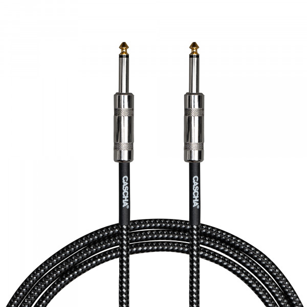 Cascha Standard Line Guitar Cable, Straight, Black Tweed, 9m