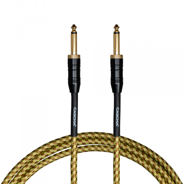 Cascha Professional Line Guitar Cable, Straight, Tweed Natural, 9m