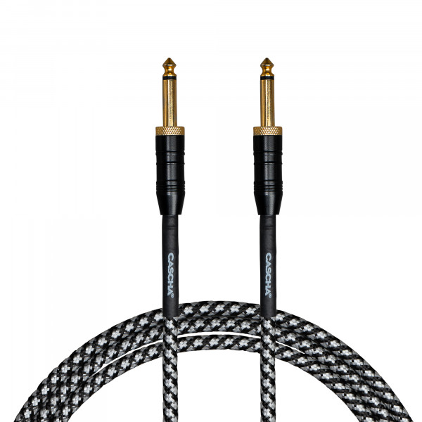 Cascha Professional Line Guitar Cable, Straight, Tweed Black, 3m