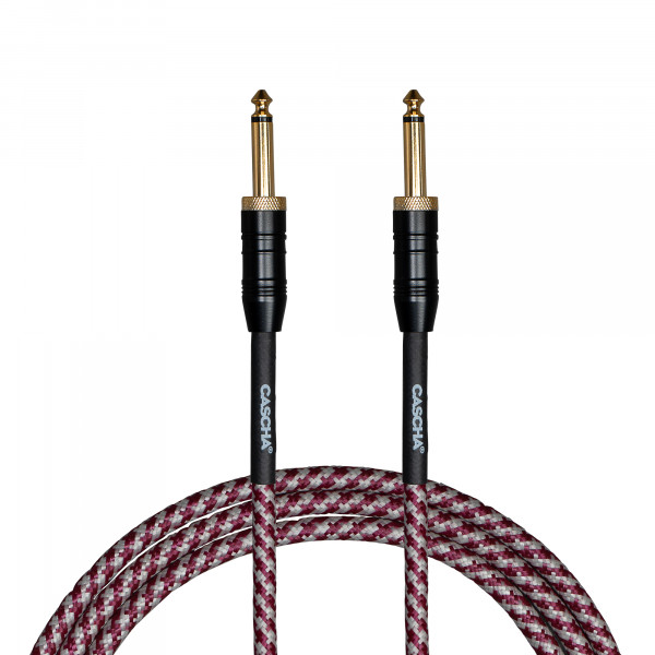 Cascha Professional Line Guitar Cable, Straight, Tweed Red, 3m